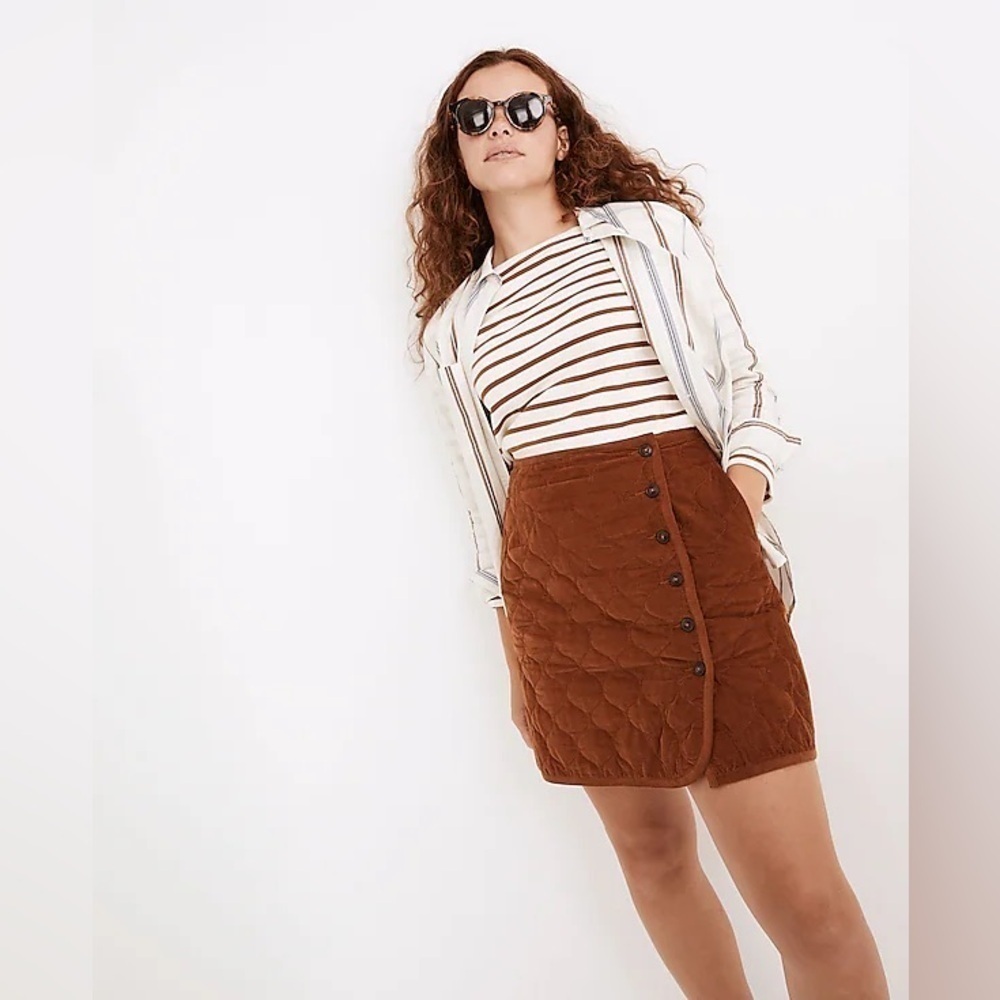 Madewell Curvy Corduroy Quilted‎ Mini Skirt Color Warm Coffee Size 00